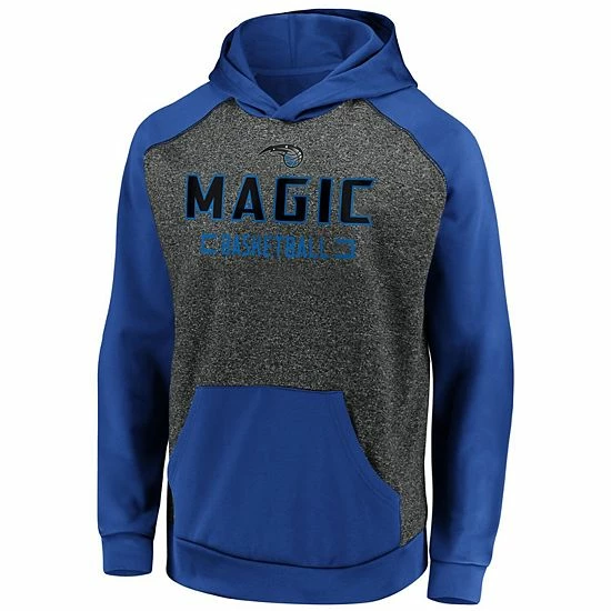 Men's Fanatics Branded Heathered Charcoal/Blue Orlando Magic Game Day Ready Raglan Pullover Hoodie 5 Men's Fanatics Branded Heathered Charcoal/Blue Orlando Magic Game Day Ready Raglan Pullover Hoodie - Image 3