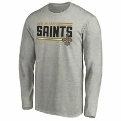 Men's Fanatics Branded Heathered Gray New Orleans Saints Big & Tall On Side Stripe Long Sleeve T-Shirt -Metaverse shop unnamed file 15755