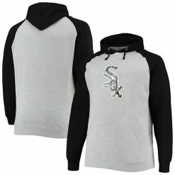 Men's Fanatics Branded Heathered Gray/Black Chicago White Sox Big & Tall Raglan Pullover Hoodie -Metaverse shop unnamed file 15762