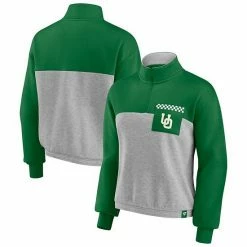 Women's Fanatics Branded Green/Heathered Gray Oregon Ducks Sideline To Sideline Colorblock Quarter-Zip Jacket -Metaverse shop unnamed file 15779