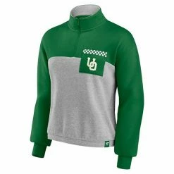 Women's Fanatics Branded Green/Heathered Gray Oregon Ducks Sideline To Sideline Colorblock Quarter-Zip Jacket -Metaverse shop unnamed file 15780