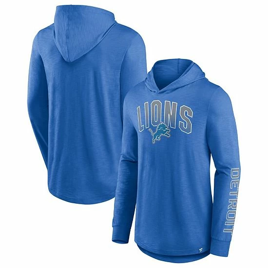 Men's Fanatics Branded Blue Detroit Lions Front Runner Pullover Hoodie 4 Men's Fanatics Branded Blue Detroit Lions Front Runner Pullover Hoodie - Image 2
