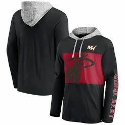 Men's Fanatics Branded Black/Heathered Gray Miami Heat Block Party Pullover Hoodie -Metaverse shop unnamed file 15884