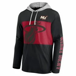 Men's Fanatics Branded Black/Heathered Gray Miami Heat Block Party Pullover Hoodie -Metaverse shop unnamed file 15885