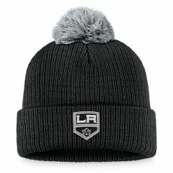 Men's Fanatics Branded Black Los Angeles Kings Team Cuffed Knit Hat With Pom