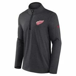Men's Fanatics Branded Heather Charcoal Detroit Red Wings Authentic Pro Rink Quarter-Zip Jacket -Metaverse shop unnamed file 159