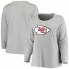 Women's Fanatics Branded Heathered Gray Kansas City Chiefs Plus Size Primary Logo Long Sleeve T-Shirt 2 Women's Fanatics Branded Heathered Gray Kansas City Chiefs Plus Size Primary Logo Long Sleeve T-Shirt -Metaverse shop unnamed file 15945