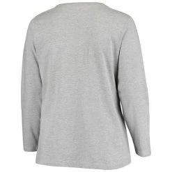 Women's Fanatics Branded Heathered Gray Kansas City Chiefs Plus Size Primary Logo Long Sleeve T-Shirt -Metaverse shop unnamed file 15948