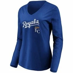 Women's Fanatics Branded Royal Kansas City Royals Core Team Lockup Long Sleeve V-Neck T-Shirt -Metaverse shop unnamed file 15957