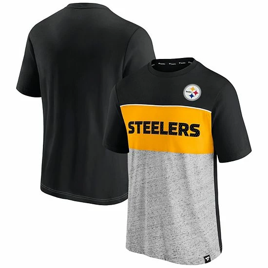 Men's Fanatics Branded Black/Heathered Gray Pittsburgh Steelers Colorblock T-Shirt Men's Fanatics Branded Black/Heathered Gray Pittsburgh Steelers Colorblock T-Shirt -Metaverse shop unnamed file 16022