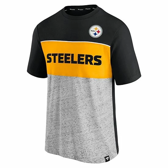 Men's Fanatics Branded Black/Heathered Gray Pittsburgh Steelers Colorblock T-Shirt Men's Fanatics Branded Black/Heathered Gray Pittsburgh Steelers Colorblock T-Shirt -Metaverse shop unnamed file 16024