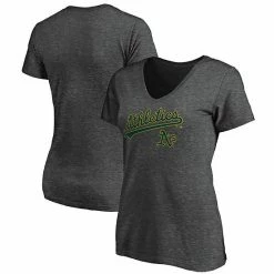 Women's Fanatics Branded Heathered Charcoal Oakland Athletics Team Logo Lockup V-Neck T-Shirt 3 Women's Fanatics Branded Heathered Charcoal Oakland Athletics Team Logo Lockup V-Neck T-Shirt -Metaverse shop unnamed file 16052