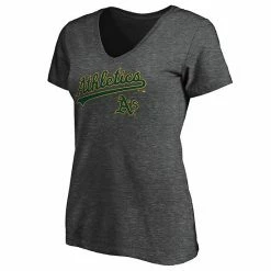 Women's Fanatics Branded Heathered Charcoal Oakland Athletics Team Logo Lockup V-Neck T-Shirt 4 Women's Fanatics Branded Heathered Charcoal Oakland Athletics Team Logo Lockup V-Neck T-Shirt -Metaverse shop unnamed file 16053