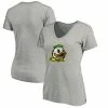 Fanatics Women's Majestic Heathered Gray Oregon Ducks Primary Logo V-Neck T-Shirt
