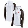 Women's Fanatics Branded White/Brown Cleveland Browns End Around Raglan Full-Zip Hoodie