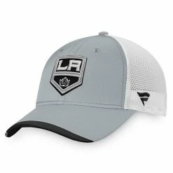 Men's Fanatics Branded Gray/White Los Angeles Kings Authentic Pro Locker Room Alternate Logo Trucker Snapback Hat
