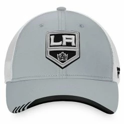 Men's Fanatics Branded Gray/White Los Angeles Kings Authentic Pro Locker Room Alternate Logo Trucker Snapback Hat -Metaverse shop unnamed file 16133