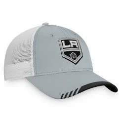 Men's Fanatics Branded Gray/White Los Angeles Kings Authentic Pro Locker Room Alternate Logo Trucker Snapback Hat -Metaverse shop unnamed file 16134