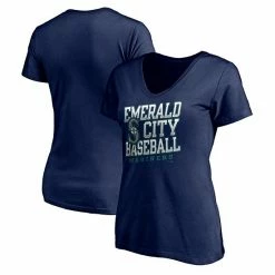 Women's Fanatics Branded Navy Seattle Mariners Hometown V-Neck T-Shirt -Metaverse shop unnamed file 16148