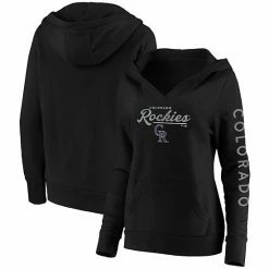 Women's Fanatics Branded Black Colorado Rockies Core High Class Crossover Pullover Hoodie