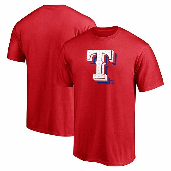 Men's Fanatics Branded Red Texas Rangers Red White And Team Logo T-Shirt 3 Men's Fanatics Branded Red Texas Rangers Red White And Team Logo T-Shirt