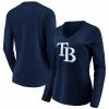 Women's Fanatics Branded Navy Tampa Bay Rays Official Logo Long Sleeve V-Neck T-Shirt