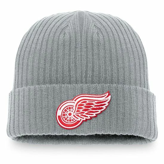 Men's Fanatics Branded Gray Detroit Red Wings Core Primary Logo Cuffed Knit Hat Men's Fanatics Branded Gray Detroit Red Wings Core Primary Logo Cuffed Knit Hat -Metaverse shop unnamed file 16242
