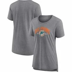Women's Fanatics Branded Heathered Gray Miami Dolphins Drop Back Modern T-Shirt -Metaverse shop unnamed file 16271