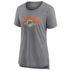 Women's Fanatics Branded Heathered Gray Miami Dolphins Drop Back Modern T-Shirt -Metaverse shop unnamed file 16272