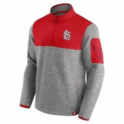 Men's Fanatics Branded Heathered Gray/Red St. Louis Cardinals Clutch Gene Fleece Half-Zip Jacket -Metaverse shop unnamed file 16342