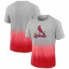 Men's Fanatics Branded Heathered Gray/Heathered Red St. Louis Cardinals Iconic Team Ombre Dip-Dye T-Shirt