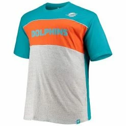 Men's Fanatics Branded Aqua/Heathered Gray Miami Dolphins Big & Tall Color Block T-Shirt -Metaverse shop unnamed file 16486