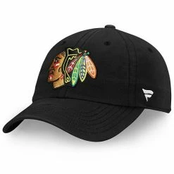 Men's Fanatics Branded Black Chicago Blackhawks Core Primary Logo Adjustable Hat