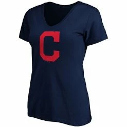 Women's Fanatics Branded Navy Cleveland Indians Plus Size Core Official Logo V-Neck T-Shirt -Metaverse shop unnamed file 16535