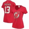 Women's Fanatics Branded Nico Hischier Red New Jersey Devils Name & Number Logo V-Neck T-Shirt -Metaverse shop unnamed file 16544