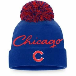 Women's Fanatics Branded Royal Chicago Cubs Script Cuffed Knit Hat With Pom