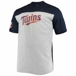 Men's Fanatics Branded Navy/Heathered Gray Minnesota Twins Big & Tall Colorblock T-Shirt -Metaverse shop unnamed file 16612