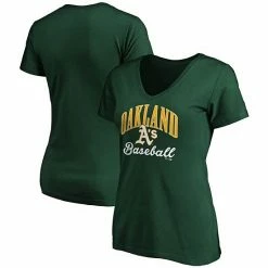 Women's Fanatics Branded Green Oakland Athletics Victory Script V-Neck T-Shirt -Metaverse shop unnamed file 16615
