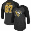 Men's Fanatics Branded Sidney Crosby Black Pittsburgh Penguins Name & Number Tri-Blend Raglan 3/4-Sleeve T-Shirt -Metaverse shop unnamed file 16637