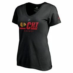 Women's Fanatics Branded Black Chicago Blackhawks Authentic Pro Secondary Logo V-Neck T-Shirt -Metaverse shop unnamed file 16697