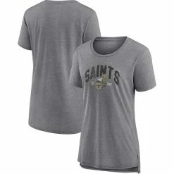 Women's Fanatics Branded Heathered Gray New Orleans Saints Drop Back Modern T-Shirt -Metaverse shop unnamed file 16771