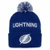Men's Fanatics Branded Blue/White Tampa Bay Lightning 2022 NHL Draft Authentic Pro Cuffed Knit Hat With Pom
