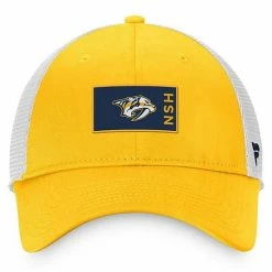 Men's Fanatics Branded Gold/Gray Nashville Predators Authentic Pro Rink Trucker Snapback Hat -Metaverse shop unnamed file 16796