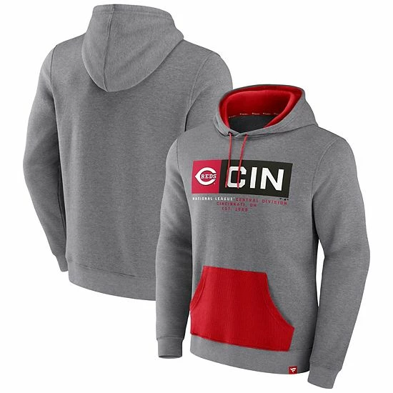 Men's Fanatics Branded Heathered Gray/Red Cincinnati Reds Iconic Steppin Up Fleece Pullover Hoodie 4 Men's Fanatics Branded Heathered Gray/Red Cincinnati Reds Iconic Steppin Up Fleece Pullover Hoodie - Image 2