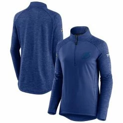 Women's Fanatics Branded Blue/Heathered Blue Tampa Bay Lightning Logo Authentic Pro Travel & Training Raglan Quarter-Zip Jacket -Metaverse shop unnamed file 16861