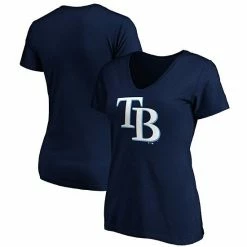 Women's Fanatics Branded Navy Tampa Bay Rays Core Official Logo V-Neck T-Shirt -Metaverse shop unnamed file 16907