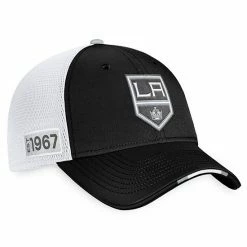 Men's Fanatics Branded Black/White Los Angeles Kings 2022 NHL Draft Authentic Pro On Stage Trucker Adjustable Hat