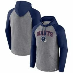 Men's Fanatics Branded Heathered Gray/Navy New York Giants By Design Raglan Pullover Hoodie -Metaverse shop unnamed file 1712