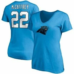 Women's Fanatics Branded Christian McCaffrey Blue Carolina Panthers Player Icon Name & Number V-Neck T-Shirt -Metaverse shop unnamed file 17154