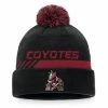 Men's Fanatics Branded Black/Burgundy Arizona Coyotes Authentic Pro Team Locker Room Cuffed Knit Hat With Pom -Metaverse shop unnamed file 17204